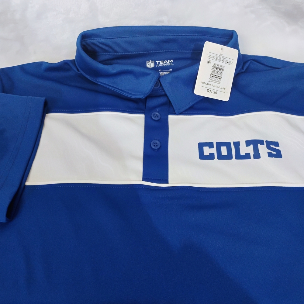 Indianapolis Colts NFL Team Apparel Polo Shirt Mens Medium Short Sleeve‎ NWT D